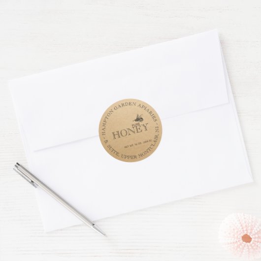 Jouw naam hier Editable Kraft Honey Jar Label (Envelop)