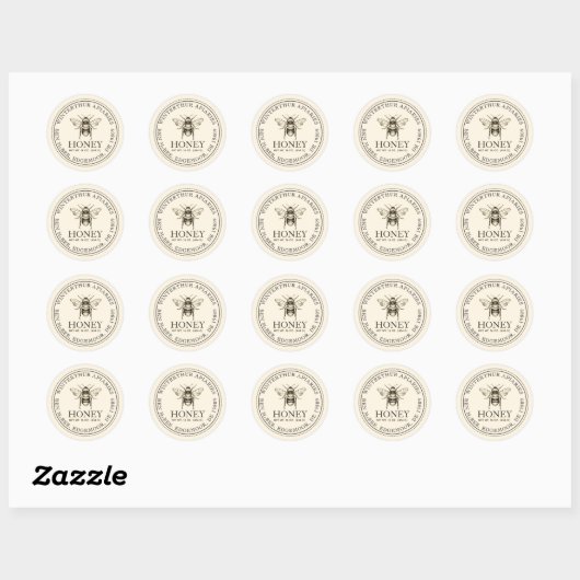 Jouw naam hier Editable White Honey Jar bee Label (Vel)