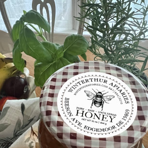 Jouw naam hier Editable White Honey Jar bee Label