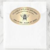 Jouw naam Hier Goud  Honey Jar Ovaal Label (Tas)