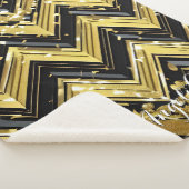 Jouw naam hier in Chevron Black en Gold Sherpa Deken (3/4)
