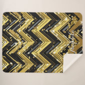 Jouw naam hier in Chevron Black en Gold Sherpa Deken (Voorkant (horizontaal))