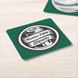 Jouw naam Hier Logo Brouwerij Thema Vierkante Kartonnen Onderzetter
