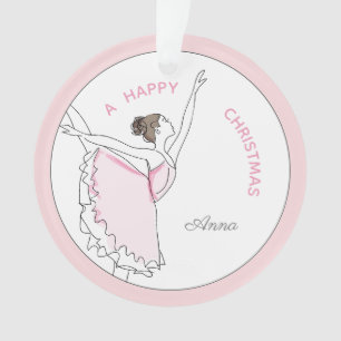 jouw naam Hier Roze Ballerina kerstversiering Ornament
