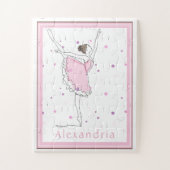 Jouw naam hier Roze Ballerina Polka Dot Puzzle Legpuzzel (Verticaal)