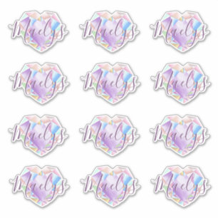 Jouw naam Hier Schattige Pastel Rainbow Heart Diam Sticker