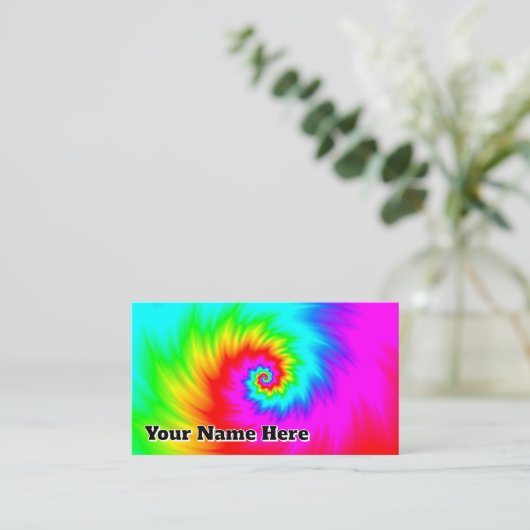 Jouw naam hier verscheurde regenboogspiraal visitekaartje (Staand voorkant)