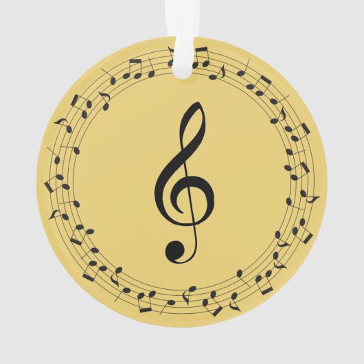 Jouw naam Hier Zwart en Goud Treble Clef Ornament (achterkant)
