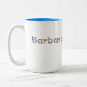 Jouw naam in akkerblokletters / Barbara Two-To Tweekleurige Koffiemok
