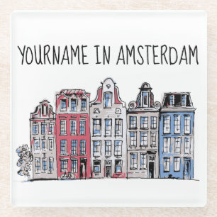 Jouw naam in Amsterdam Glazen Onderzetter