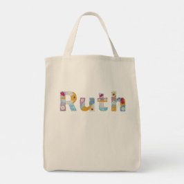 Jouw naam in artsy florale letters / Ruth Canvas t Tote Bag