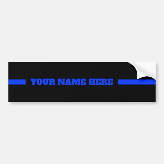 Jouw naam in de Thin Blue Line Police Support Bumpersticker (Voorkant)