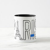 [jouw naam] in Parijs — Eiffeltoren typografie Mok (Midden)