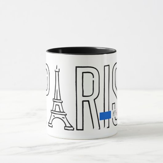 [jouw naam] in Parijs — Eiffeltoren typografie Mok (Midden)