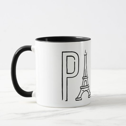 [jouw naam] in Parijs — Eiffeltoren typografie Mok (Links)