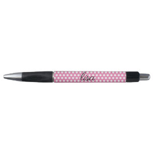 jouw naam in roze en witte stippen trendy motief pen