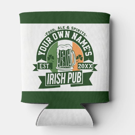 JOUW NAAM Irish Pub | Funny St Patrick's Day Party Blikjeskoeler (Achterkant)