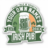 Jouw naam Irish Pub | Funny St Patricks Day Sticker (Voorkant)