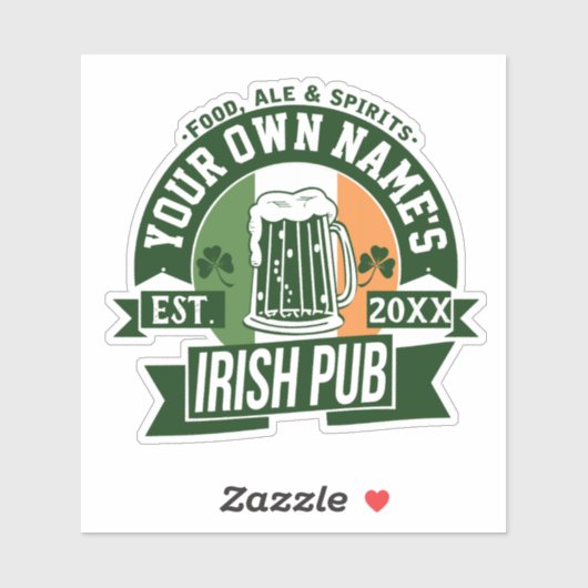 Jouw naam Irish Pub | Funny St Patricks Day Sticker (Vel)