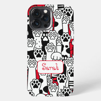Jouw naam kan worden uitgevoerd op een Fun Cat Paw iPhone 13 Pro Max Hoesje