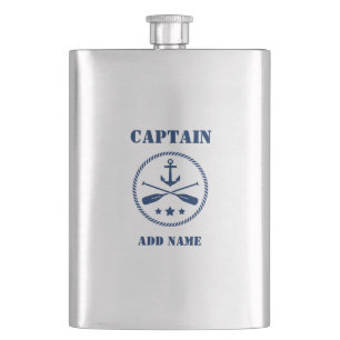 jouw naam Kapitein Flask Anchor & Oars Flacon