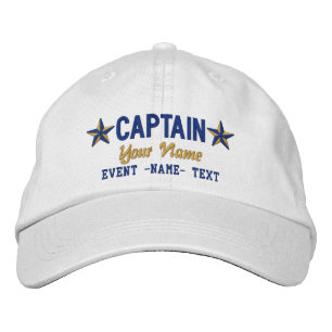 Jouw naam Kapitein Stars Embroidery Geborduurde Pet