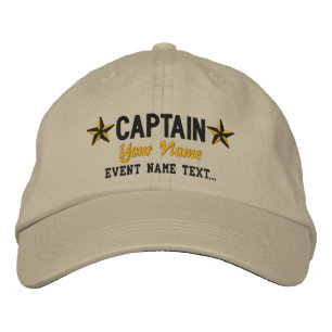 Jouw naam Kapitein Stars Embroidery Geborduurde Pet