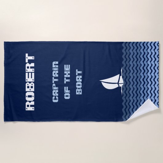 (Jouw naam) Kapitein van de boot Strandlaken (Voorkant)