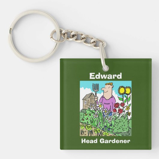 Jouw naam Keuze. Head Gardener Sleutelhanger (voorkant)