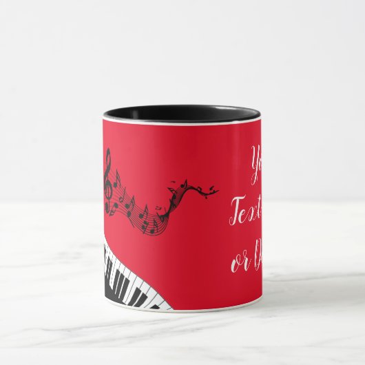 Jouw naam/kleur rode, vervormbare Clef Piano Keys  Mok (Midden)