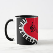 Jouw naam/kleur rode, vervormbare Clef Piano Keys  Mok (Links)