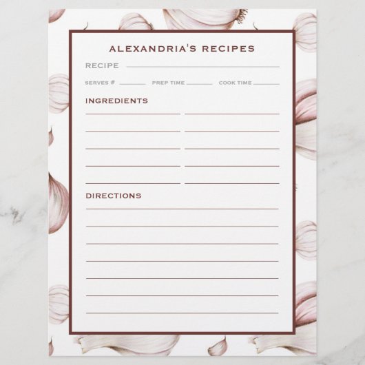 Jouw naam Knoflook Recipe Multomap Invoegen (Voorkant)