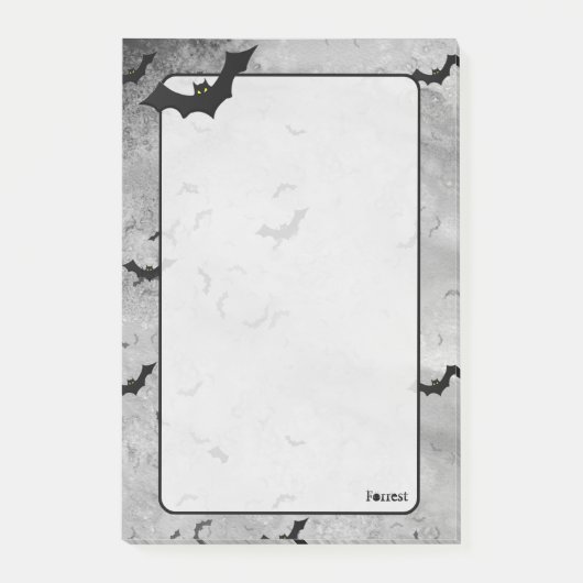 Jouw naam kudde Halloween Bats Grey Grunge BG Post-it® Notes (Voorkant)