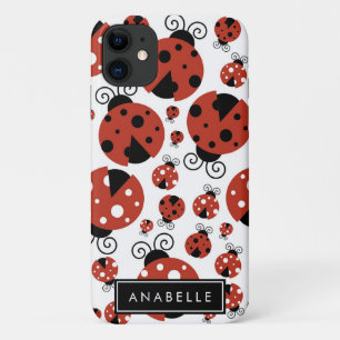 jouw naam - Ladybugs, Ladyvogels - Rood zwart iPhone 11 Hoesje
