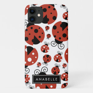 jouw naam - Ladybugs, Ladyvogels - Rood zwart iPhone 11 Hoesje