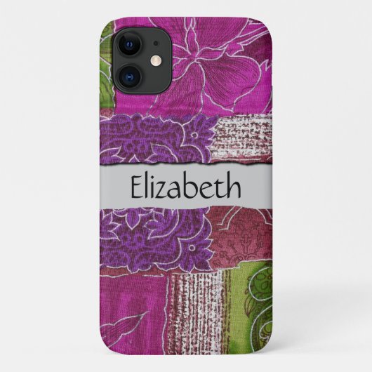 Jouw naam - Lapwerk, Bloemen, Wervelingen - Roze Case-Mate iPhone Case (Achterkant)