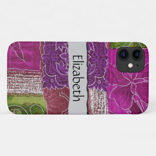 Jouw naam - Lapwerk, Bloemen, Wervelingen - Roze Case-Mate iPhone Case (Achterkant (horizontaal))