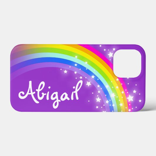 Jouw naam letter regenboogpaars Case-Mate iPhone case (Achterkant (horizontaal))