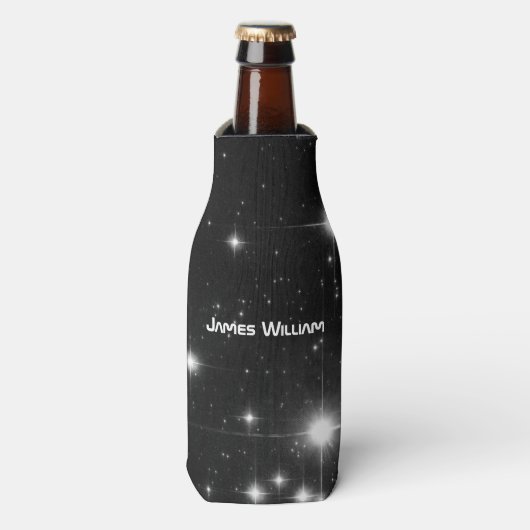 Jouw naam met sterren in Deep Space Best Man Flesjeskoeler (Fles Voorkant)