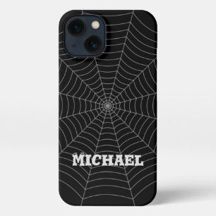 Jouw naam met zwarte grijze spin iPhone 13 hoesje