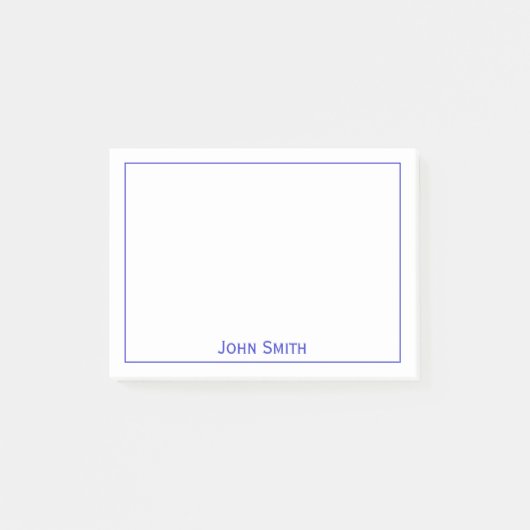 Jouw naam minimalistisch blauw/wit post-it® notes (Voorkant)