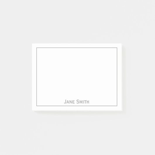 Jouw naam minimalistisch grijs/wit post-it® notes (Voorkant)