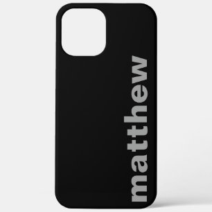 Jouw naam modern zwart iPhone 12 pro max hoesje