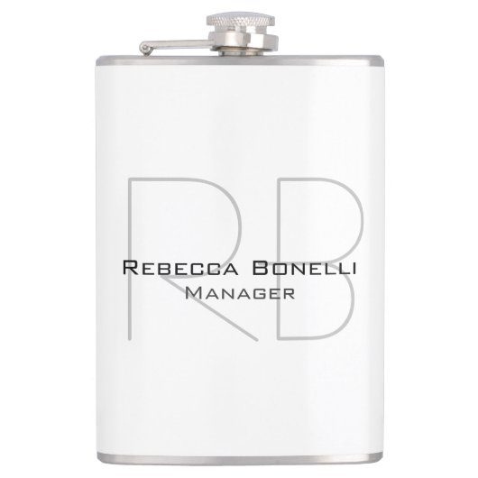 Jouw naam Monogram Uw titel Modern Heupfles (Voorkant)