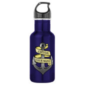 Jouw naam Nautical Anchor Custom Ship Kapitein Waterfles (Voorkant)