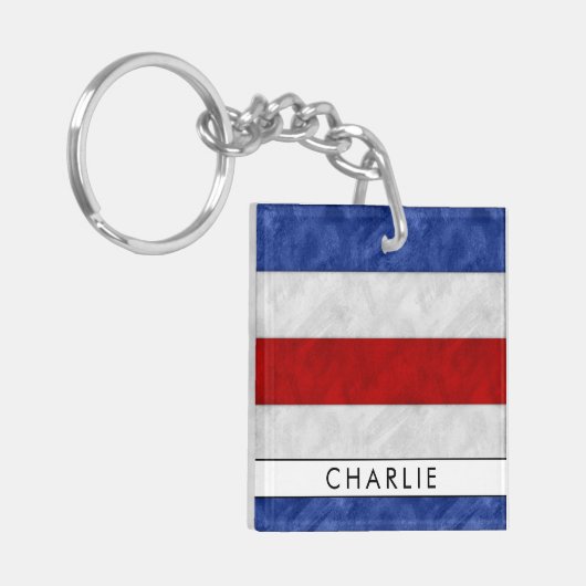 Jouw naam + Nautical Signal Flag C Charlie Sleutelhanger (Voorkant Links)