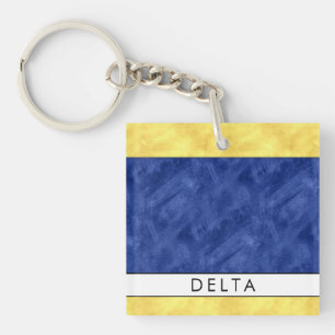 Jouw naam + Nautisch signaal Vlag D Delta Sleutelhanger