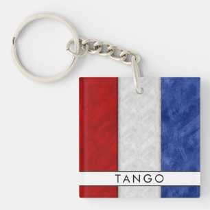 Jouw naam + Nautische Signaalvlag T Tango Sleutelhanger
