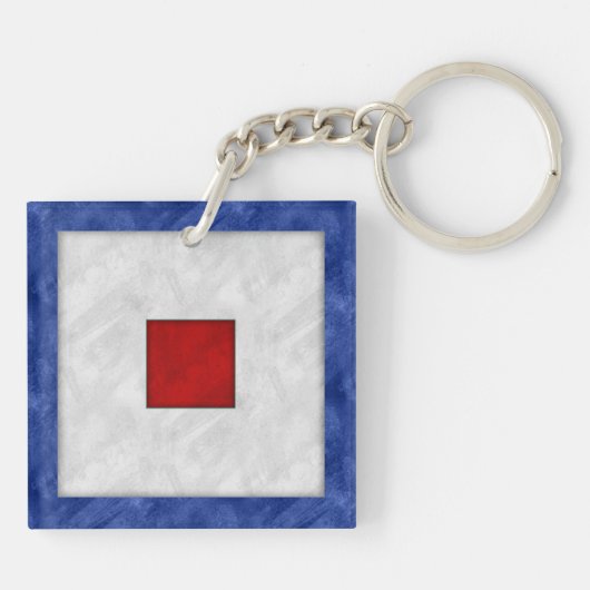 Jouw naam + Nautische Signaalvlag W Whiskey Sleutelhanger (Achterkant)