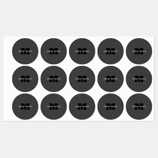 Jouw naam of bedrijfsnaam | Modern mannelijk grijs Labels (Vel)